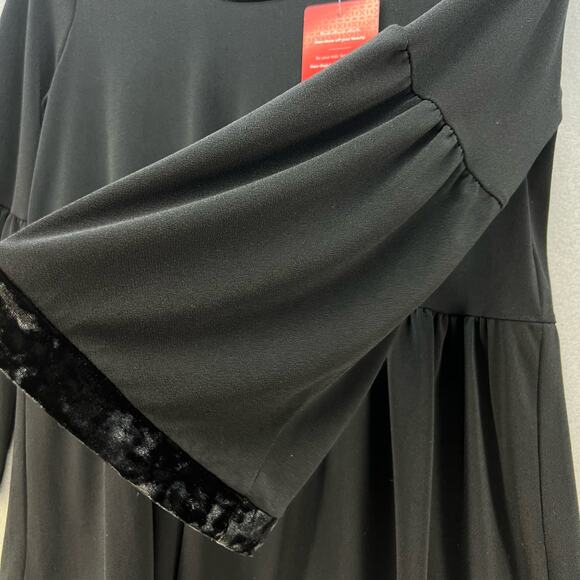 Allison Joy Top Women's M Black Baby Doll Velvet Trimmed Keyhole Collar Barbie - Picture 10 of 12